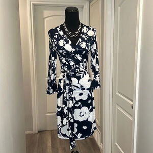 Charles Henry Jersey Floral Wrap Dress* M‎
